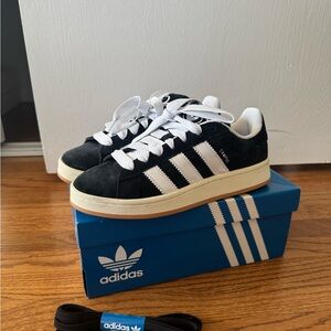 adidas Black & White Suede Low-Top Sneakers